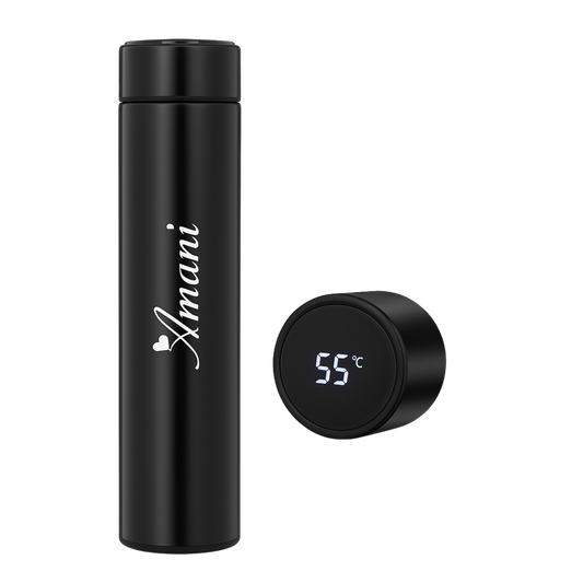 Customized Smart LED Temperature Water Bottle – 500ml Stainless Steel Hot & Cold Vacuum Flask | Personalized Bottle